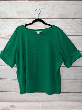 Liz Claiborne Emerald Green Short-Sleeve Boxy Top Size XXLarge